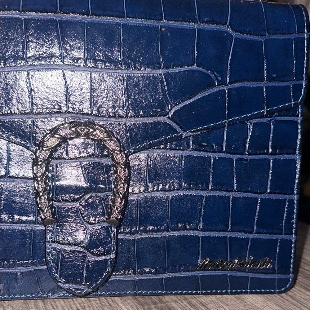 Blue Crocodile Embossed Bag